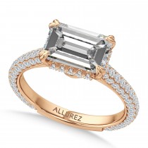 East-West Emerald Lab Diamond Bridal Set 14K Rose Gold (3.77ct)