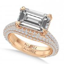 East-West Emerald Lab Diamond Bridal Set 14K Rose Gold (5.77ct)