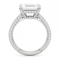East-West Emerald Lab Diamond Bridal Set 14K White Gold (3.77ct)