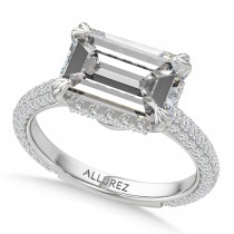 East-West Emerald Lab Diamond Bridal Set 14K White Gold (5.77ct)