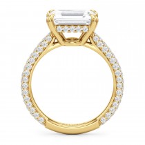 East-West Emerald Lab Diamond Bridal Set 14K Yellow Gold (3.77ct)