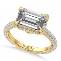 East-West Emerald Lab Diamond Bridal Set 14K Yellow Gold (4.77ct)