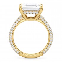 East-West Emerald Lab Diamond Bridal Set 14K Yellow Gold (4.77ct)
