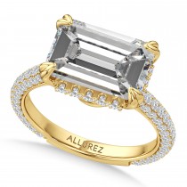 East-West Emerald Lab Diamond Bridal Set 14K Yellow Gold (7.77ct)