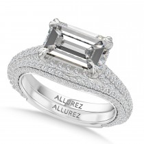East-West Emerald Lab Diamond Bridal Set Platinum (3.77ct)