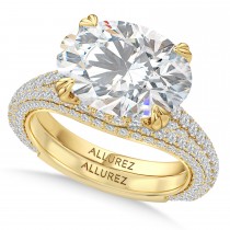 East-West Oval Lab Diamond Bridal Set 14K Yellow Gold (7.77ct)