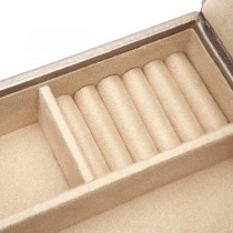 WOLF Designs Travel Jewelry Box in Pewter Leather w/ 2 Compartments