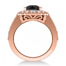 Black Diamond & Diamond Oval Halo Engagement Ring 14k Rose Gold (2.78ct)