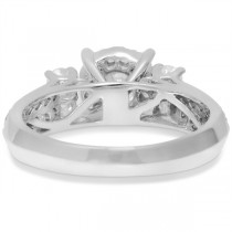 Halo Diamond Engagement Ring & Half Eternity Band 14k White Gold 1.90ct