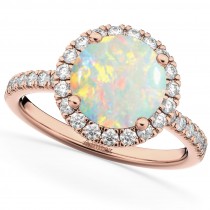 Opal & Diamond Round-Cut Halo Bridal Set 14K Rose Gold (2.07ct)