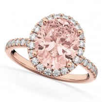 Morganite & Diamonds Oval-Cut Halo Bridal Set 14K Rose Gold (3.08ct)