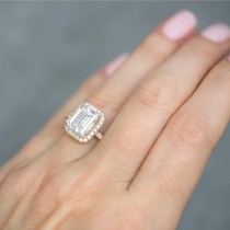 Emerald Cut Lab Grown Diamond Engagement 14k Rose Gold (3.32 ct)