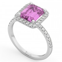Pink Sapphire & Diamond Engagement Ring 14k White Gold (3.32ct)
