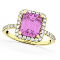 Pink Sapphire & Diamond Engagement Ring 14k Yellow Gold (3.32ct)
