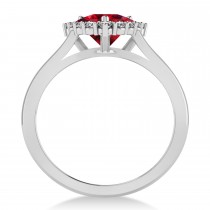 Diamond & Ruby Trillion Cut Ring 14k White Gold (1.79ct)
