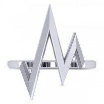 Heartbeat Pulse Vital Sign Fashion Ring Plain Metal 14k White Gold