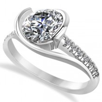 Diamond Twisted Engagement Ring in 14k White Gold (1.71ct)