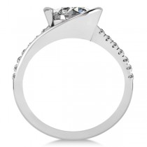 Diamond Twisted Engagement Ring in 14k White Gold (1.71ct)