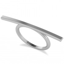 Horizontal Solitaire Bar Ring 14k White Gold