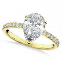 Pear Cut Lab Grown Diamond Engagement Ring 14K Yellow Gold (2.21ct)