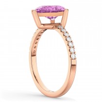Pear Cut Pink Sapphire & Diamond Engagement Ring 14K Rose Gold 2.71ct