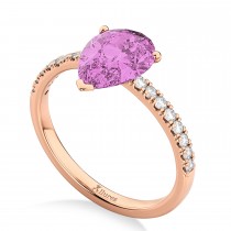 Pear Cut Pink Sapphire & Diamond Engagement Ring 14K Rose Gold 2.71ct