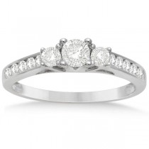 3 Stone Diamond Engagement Ring & Band Bridal Set 14K White Gold 1.00ct