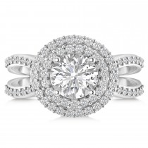 Double Halo Diamond Engagement Ring 14k White Gold (2.27ct)