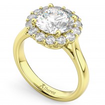 Round Halo Lab Grown Diamond Engagement Ring 14K Yellow Gold (3.20ct)