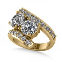 Luxury Diamond Accented Tension Two Stone Ring 14k Yellow Gold 4.00ct