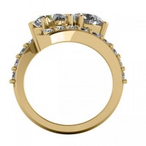 Luxury Diamond Accented Tension Two Stone Ring 14k Yellow Gold 4.00ct