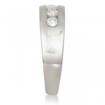 Men's Channel Set Diamond Wedding Ring 14K White Gold 0.75ctw