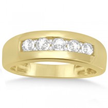 Men's Channel Set Diamond Wedding Ring 14K Yellow Gold 0.75ctw