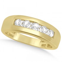 Men's Channel Set Diamond Wedding Ring 14K Yellow Gold 0.75ctw