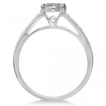 Diamond Cluster Engagement Ring Wedding Ring 14K W. Gold 0.58ct
