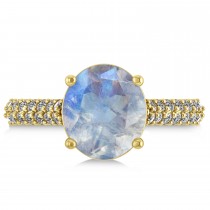 Oval Moonstone & Diamond Engagement Ring 14k Yellow Gold (4.42ct)