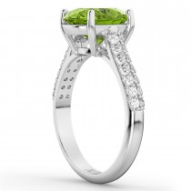 Oval Peridot & Diamond Engagement Ring 14k White Gold (4.42ct)