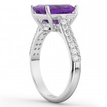 Emerald-Cut Amethyst & Diamond Engagement Ring 18k White Gold (5.54ct)