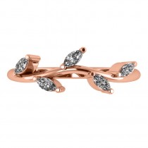 Marquise Diamond Vine Leaf Wedding Band 14k Rose Gold (0.45ct)