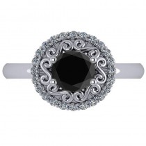 White & Black Diamond Halo Engagement Ring 14k White Gold (1.24ct)