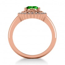 Emerald & Diamond Swirl Halo Engagement Ring 14k Rose Gold (1.24ct)
