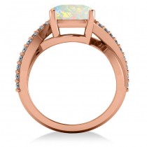 Twisted Cushion Opal Engagement Ring 14k Rose Gold (4.16ct)