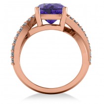 Twisted Cushion Tanzanite Engagement Ring 14k Rose Gold (4.16ct)