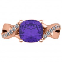 Twisted Cushion Tanzanite Engagement Ring 14k Rose Gold (4.16ct)