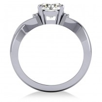 Twisted Oval Diamond Engagement Ring 14k White Gold (2.09ct)