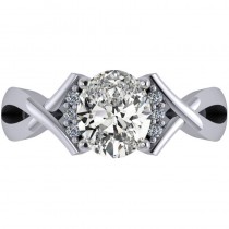 Twisted Oval Diamond Engagement Ring 14k White Gold (2.09ct)