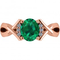 Twisted Oval Emerald Engagement Ring 14k Rose Gold (1.99ct)