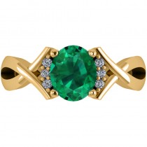 Twisted Oval Emerald Engagement Ring 14k Yellow Gold (1.99ct)