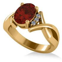 Twisted Oval Garnet Engagement Ring 14k Yellow Gold (2.19ct)