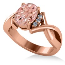 Twisted Oval Pink Morganite Engagement Ring 14k Rose Gold (2.69ct)